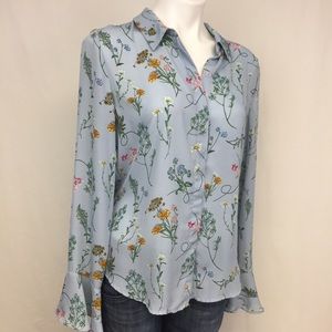 Sanctuary Sky Blue Floral Print Blouse, M